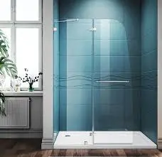 Modern small bathroom remodel with floating vanity, glass shower, and LED lighting in Massachusetts